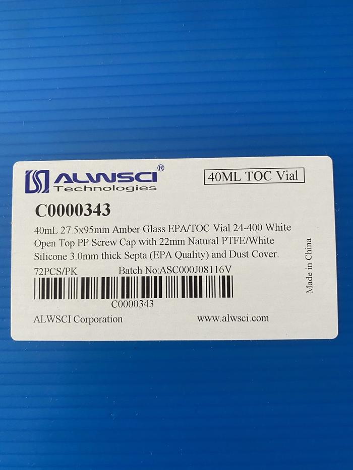 Bottle Vial Amber 40ml EPA VOA Open Top with Certified TOC ALWSCI