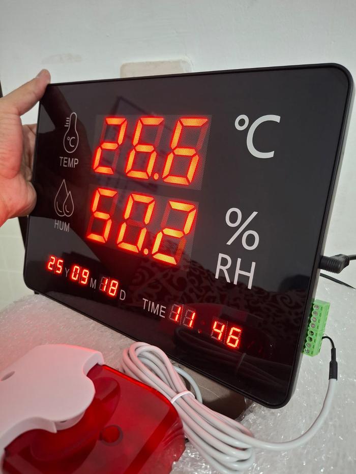Digital Large Thermohygrometer 14 Inchi dengan Display Waktu dan Tanggal Alarm Eksternal Output RS485 dan USB Mini Monitor Suhu dan Kelembaban WT308G