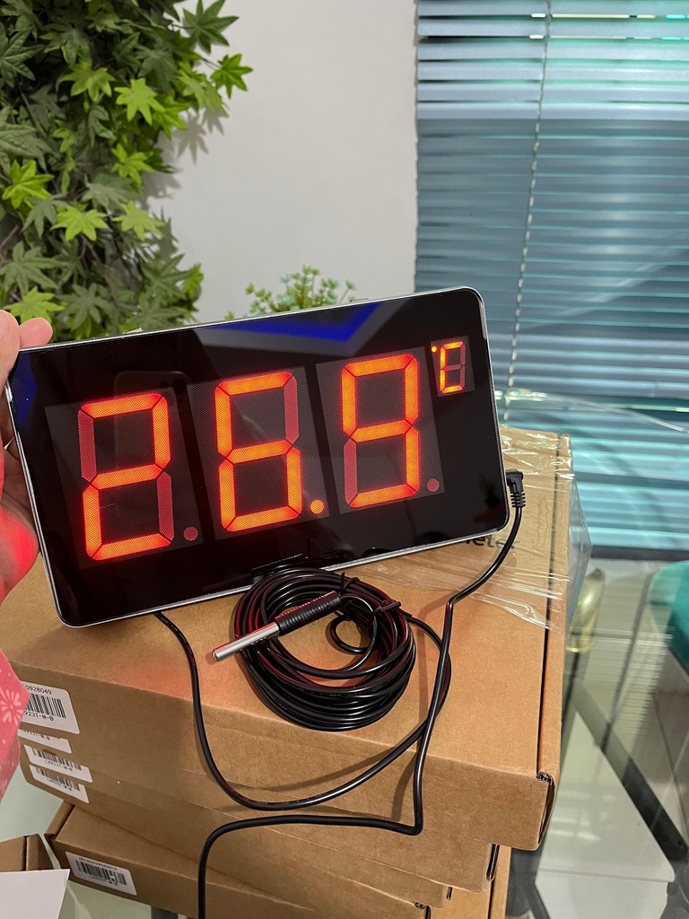 LED Digital Sauna and Pool Thermometer with Waterproof Probe 5 Meter and Limit Alarm Max Min Sensor for Home Factory Temperature Monitoring