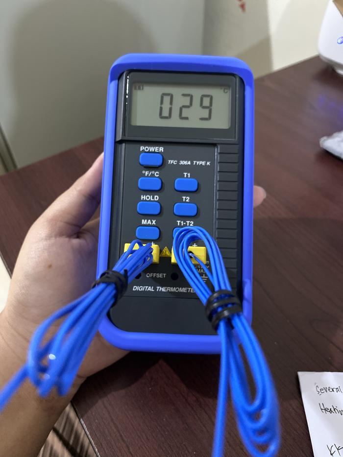 Digital Thermometer Dual Channel Type K Model TFC 306A Microtemp