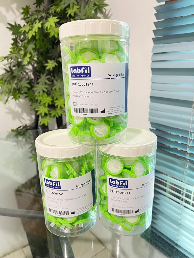 MCE Syringe Filter 25 mm 0.22 um with Outer Ring and Printing