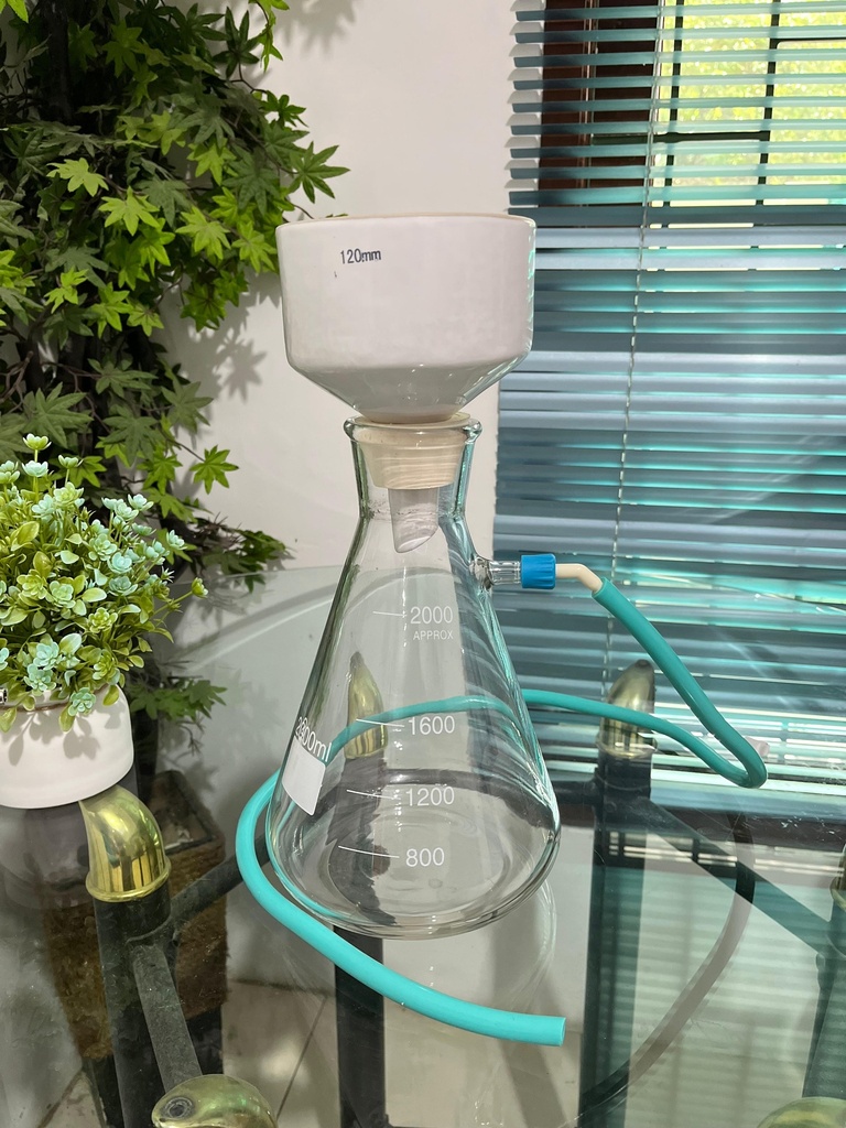 Set Vacuum Filtration Corong Buchner 120mm with Filtering Flask 2000 ml