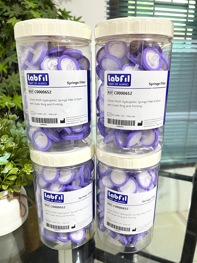 PVDF Syringe Filter 25mm Hydrophilic 0.22um Labfil C0000652