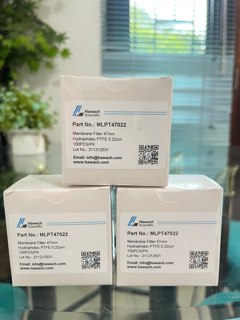 Membrane Filter 47mm Hydrophobic PTFE 0.22um MLPT47022 HAWACH 100pcs/pk