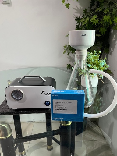 Set Buchner Filter 100mm Plus Vacuum Pump VP-10L JOANLAB And Filter Papers No.41 Dia. 110mm 1441-110