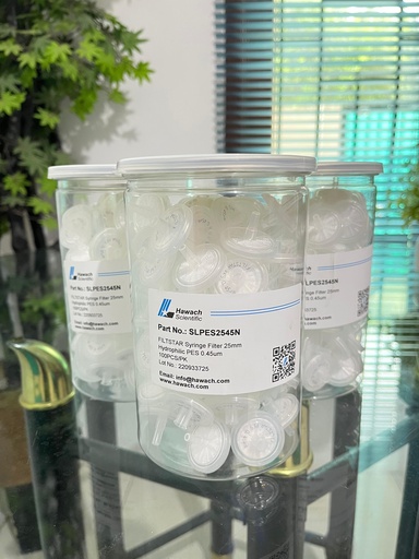 Syringe Filter PES Hydrophilic 0.45um 25mm Hawach SLPES2545N