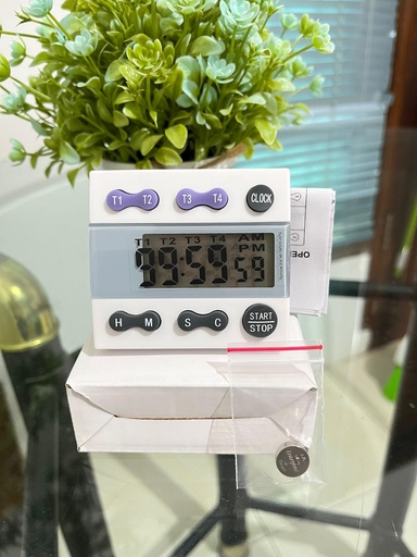 4 Channel Large LCD Digital Lab Timer with Stopwatch & Clock