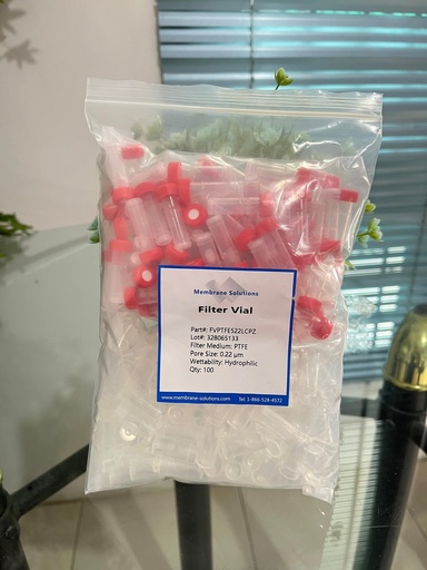 Filter Vial PTFE Hydrophilic 0.22 um Membrane Solution