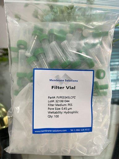 Filter Vial PES 0.45 um Membrane Solution